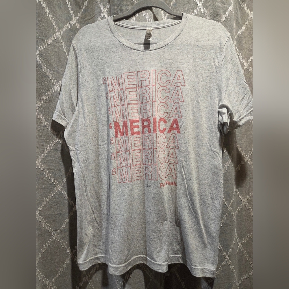 Next Level Apparel Gray Tee with Red Graphic